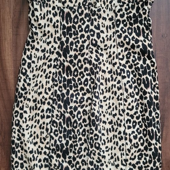 XXI Leopard Print Strapless/Zipper/Slit Dress, SM - Picture 2 of 5